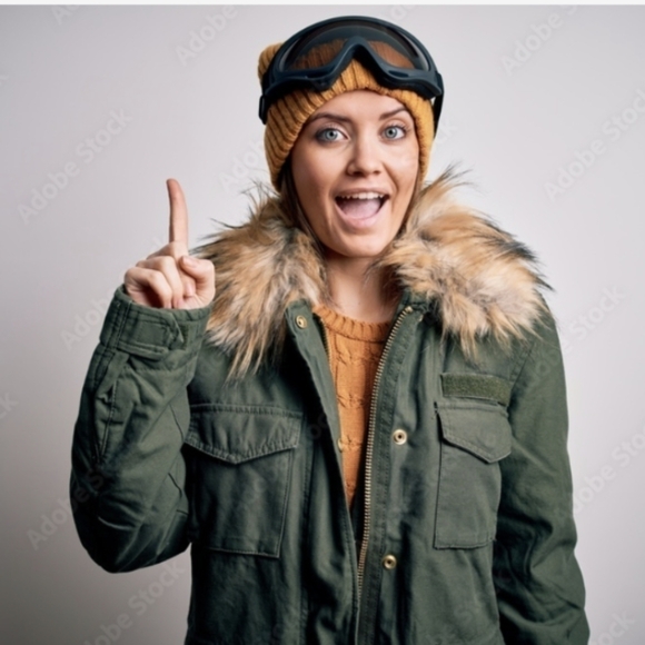 H&M Army Green Coat Faux Fur Collar Womens 0 Olive Green Jacket - Picture 15 of 15